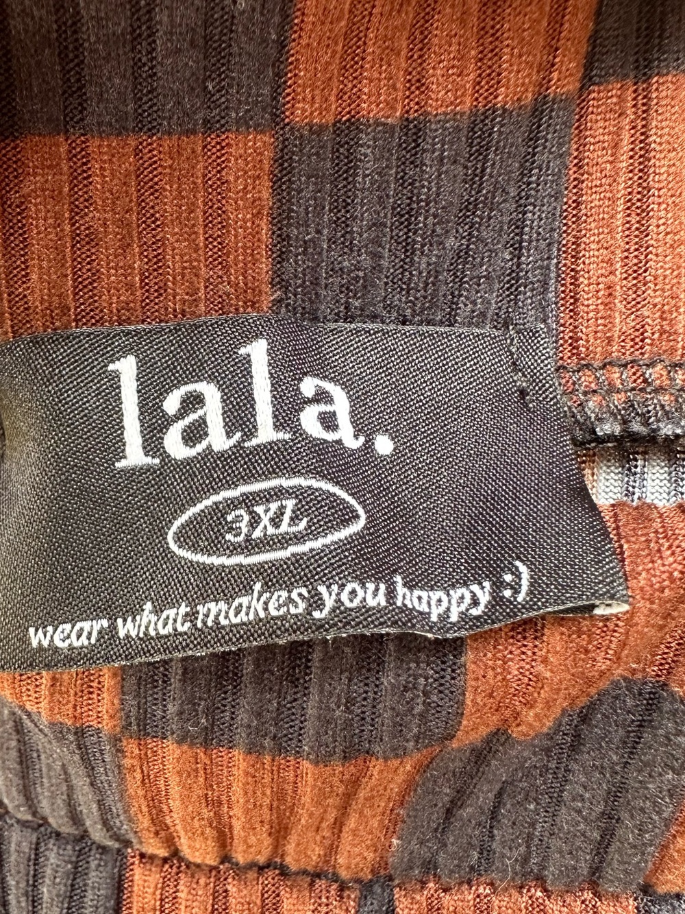 Dressed In LALA Lex Ribbed Playsuit - Brown/Black Checkerboard Size 3XL - Picture 6 of 16